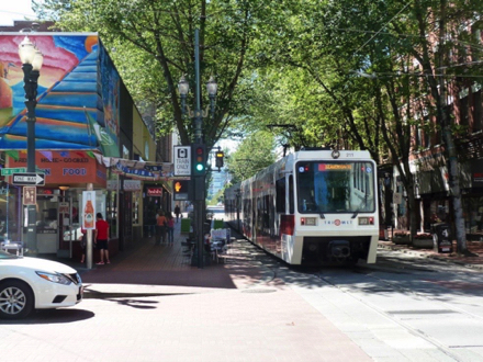 MAX just departing at downtown Portland&rsquo;s most diverse dining block