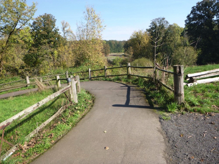 Paved trail leading from visitor center to day use areas and campground &ndash; long steep downhill grade