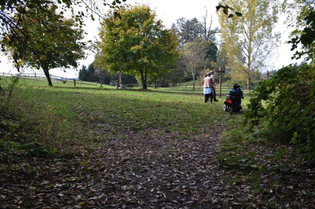 Natural surface Townsite Trail is grass the final 100 feet, or so, before the path to boat ramp
