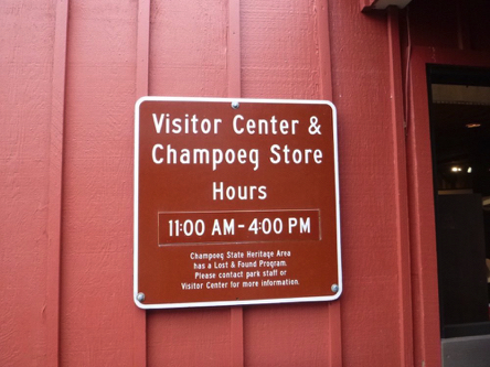 Visitor Center & Champoeg Store &ndash; 9 am &ndash; 5 pm June &ndash; Sept &ndash; 11 am &ndash; 4 pm Oct &ndash; May &ndash; lost and found contact visitor center