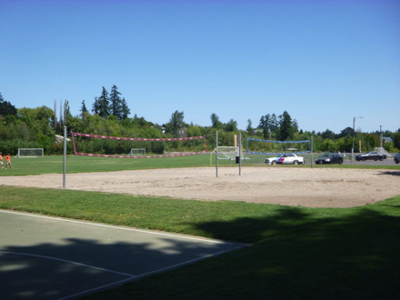 Two sand volleyball courts located by the soccer fields, basketball courts, restroom and covered shelter Two sand volleyball courts located by the soccer fields, basketball courts, restroom and covered shelter