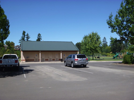 Parking at soccer fields – restrooms, playground, paved pathway to butterfly garden and picnic shelter Parking at soccer fields – restrooms, playground, paved pathway to butterfly garden and picnic shelter