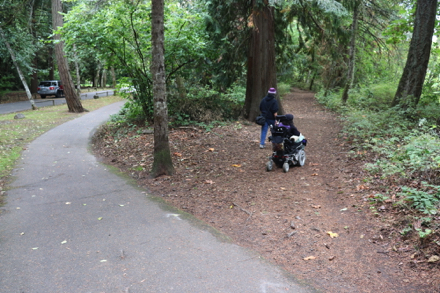 Trail junction from the paved 108th Street Trail to a natural surface trail