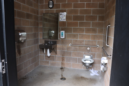 Interior of two accessible unisex toilets Interior of two accessible unisex toilets