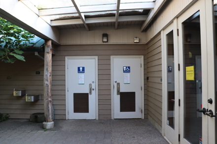 Two gender-neutral restrooms &ndash; one accessible &ndash; two-level drinking fountains &ndash; dog bowl