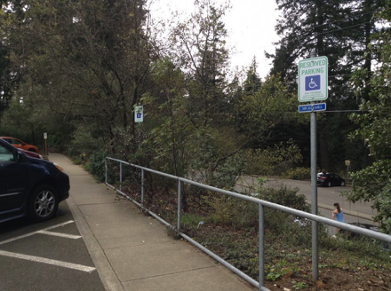 Accessible parking at the Pay to Park lot