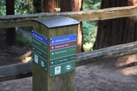 Directional signage that includes mileage to other PP&R sites