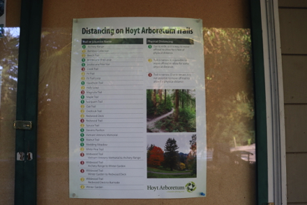 Poster at visitor center &ndash; shows trail widths &ndash; Redwood Trail is narrow &ndash; difficult to pass people
