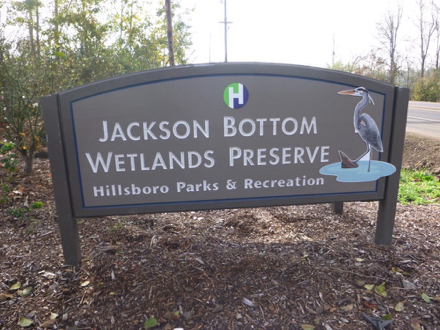 Entrance sign at Jackson Bottom Wetlands Preserve &ndash; Hillsboro Park & Recreation