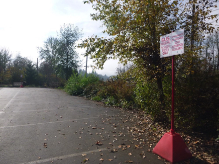 Parking area in main lot for school buses &ndash; sign &ldquo;Bus parking, school buses only&rdquo;