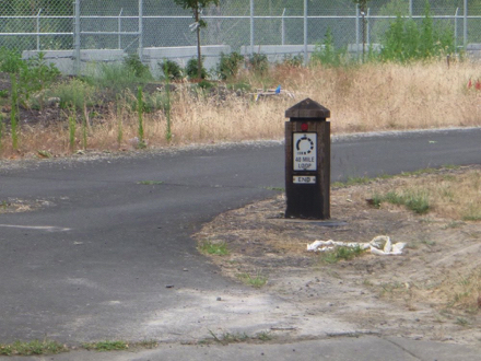 The 40 Mile Loop through Multnomah County ends at the entrance to Kelley Point Park - hard surface