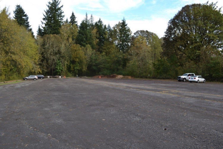Gravel parking lot that leads to the Trillium natural surface trail Gravel parking lot that leads to the Trillium natural surface trail