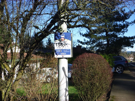 TriMet bus #156 stop, 500 feet east of the park, on same side of street