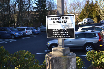 Sunnyside Road access does not allow parking at Miramont Pointe
