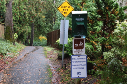 Dog disposal bags and connection to trail