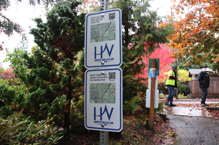 Trail maps at key locations at end or beginning of trail segments in the residential area