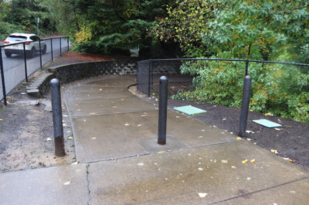 Curb cut and start of the trail
