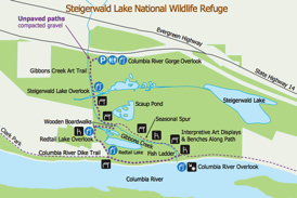 map of Steigerwald Lake National Wildlife Refuge