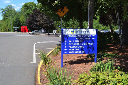 Directional signage at main parking lot