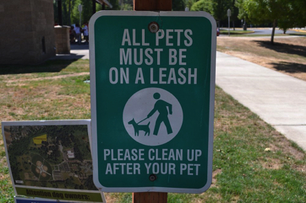 Signage: All pets must be on leash &ndash; Please clean up after your pet