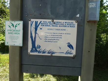 Wildlife refuge rules at north parking lot &ndash; leash dogs &ndash; bikes on paved trails only
