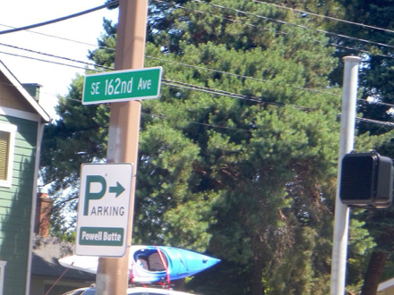 SE Powell & SE 162nd Ave are the closest cross streets to the park main entrance