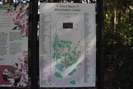 Sign at Lloyd Baron Rhododendron Garden &ndash; map and plant ID