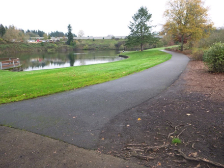 Hard surface path at Klineline Ponds &ndash; vegetation on both sides &ndash; trail dead ends