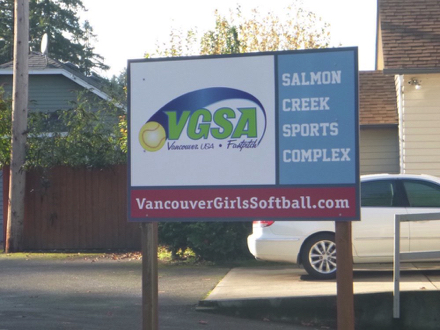 Sign on NE 117th for Salmon Creek Sports Complex &ndash; start of Salmon Creek Greenway Trail &ndash; parking &ndash; restrooms