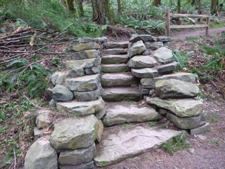 Boomer Trail has stairs with no pathway Boomer Trail has stairs with no pathway