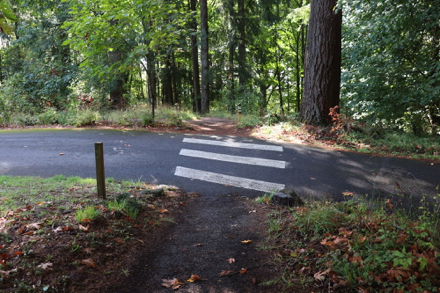 Boomer Trail passes over park road with crosswalk Boomer Trail passes over park road with crosswalk