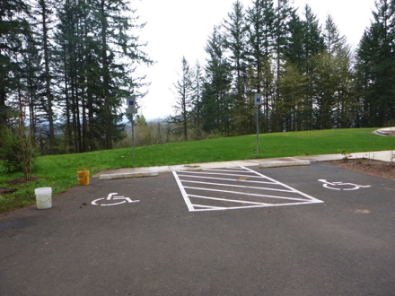 Two accessible parking spaces at the shelter and restroom &ndash; no other parking spaces