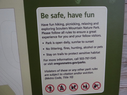 Park rules – hours: sunrise to sunset – no dogs allowed Park rules – hours: sunrise to sunset – no dogs allowed