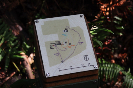 Trail map on top of trail signage – “you are here” is starred Trail map on top of trail signage – “you are here” is starred