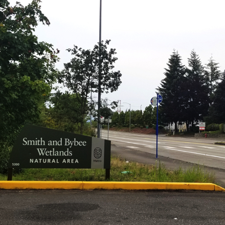 Entrance sign off N. Marine Dr &ndash; bus stop