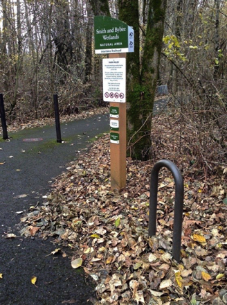 Trailhead to the Interlakes Trail &ndash; bike rack &ndash; no bikes allowed on trails