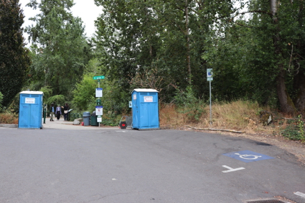 Park entrance &ndash; one ADA street parking space &ndash; two porta potties &ndash; bike rack &ndash; trash can &ndash; dog bags &ndash; park rules