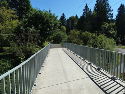 ...and attractive metal bridges crossing busy roads &ndash; since the trail is a former rail bed it has a gentle continuous grade