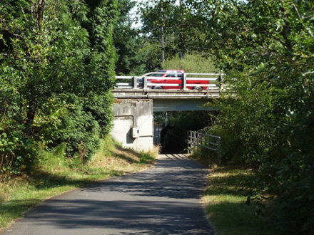 The trail also passes below the two busiest roads