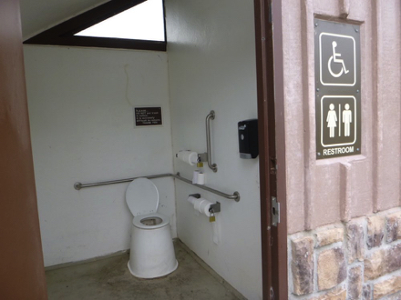 Two accessible vault toilets at the parking lot &ndash; no other restrooms at the refuge