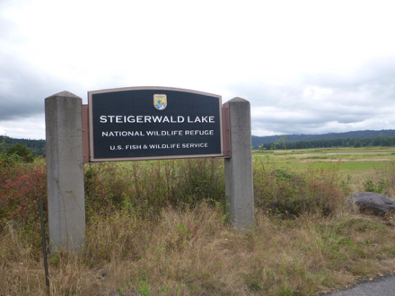 Entrance sign to Steigerwald Lake National Wildlife Refuge in Washougal, WA &ndash; located on Hwy 14