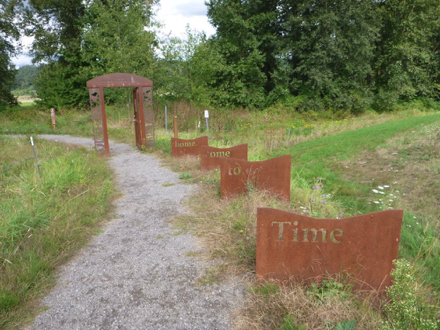 Door to the wetland area that is closed in the off-season &ndash; art work that says &lsquo;Time to come home&rsquo;