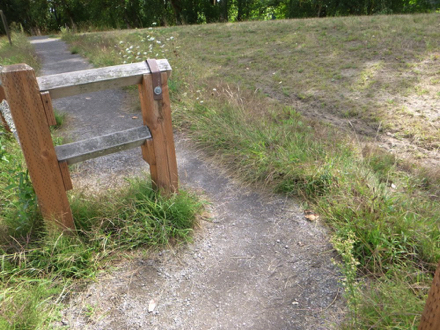 Gravel trail with slight overgrown vegetation