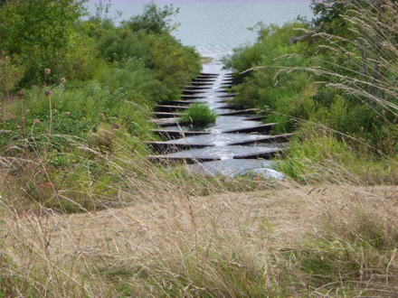 Seasonal fish ladder from the Columbia River to Steigerwald Lake &ndash; view from the Columbia River Dike Trail