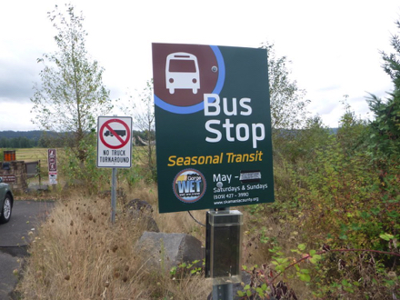 Seasonal bus stop &ndash; Saturday and Sunday &ndash; May though Labor Day &ndash; call (509) 427-3990 &ndash; www.skamaniacounty.org