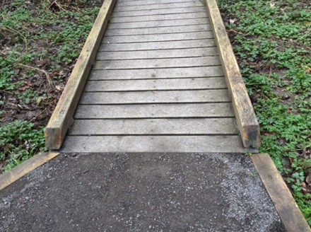 Trail junctions to the boardwalk may have a lip