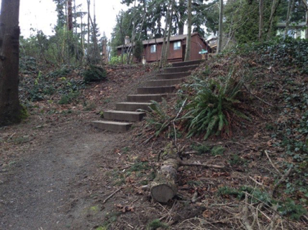 Steep steps leading to Capitol Hill Road may be slippery and muddy