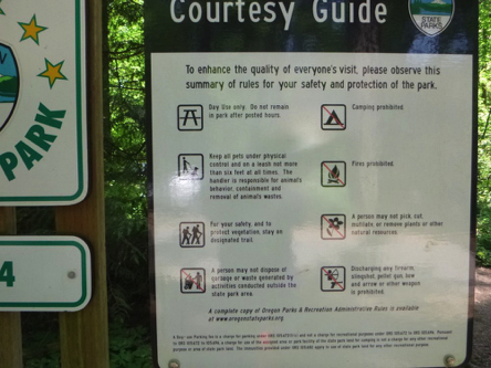 Close-up of the park rules for your safety and protection of the park
