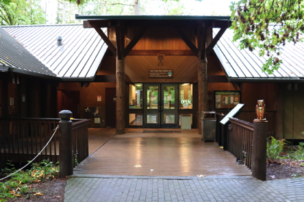 Nature Center has a multitude of informational displays &ndash; library &ndash; accessible restroom &ndash; two-tier drinking fountains