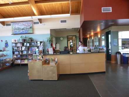 Information desk at interpretive center - nature store - displays - garbage